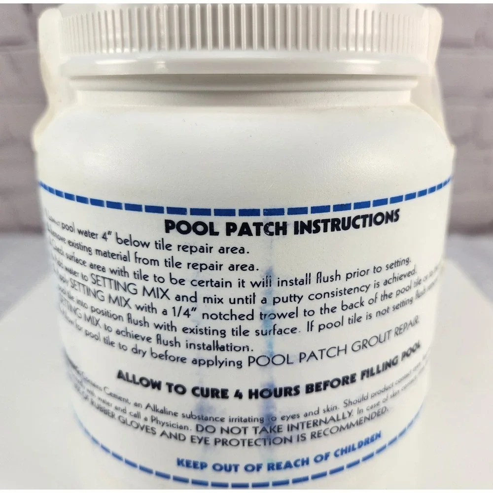 NEW White Pool Tile Adhesive Repair Kit - Quick-Dry, Strong Bond 3 Lb, 6 Sq. Ft.